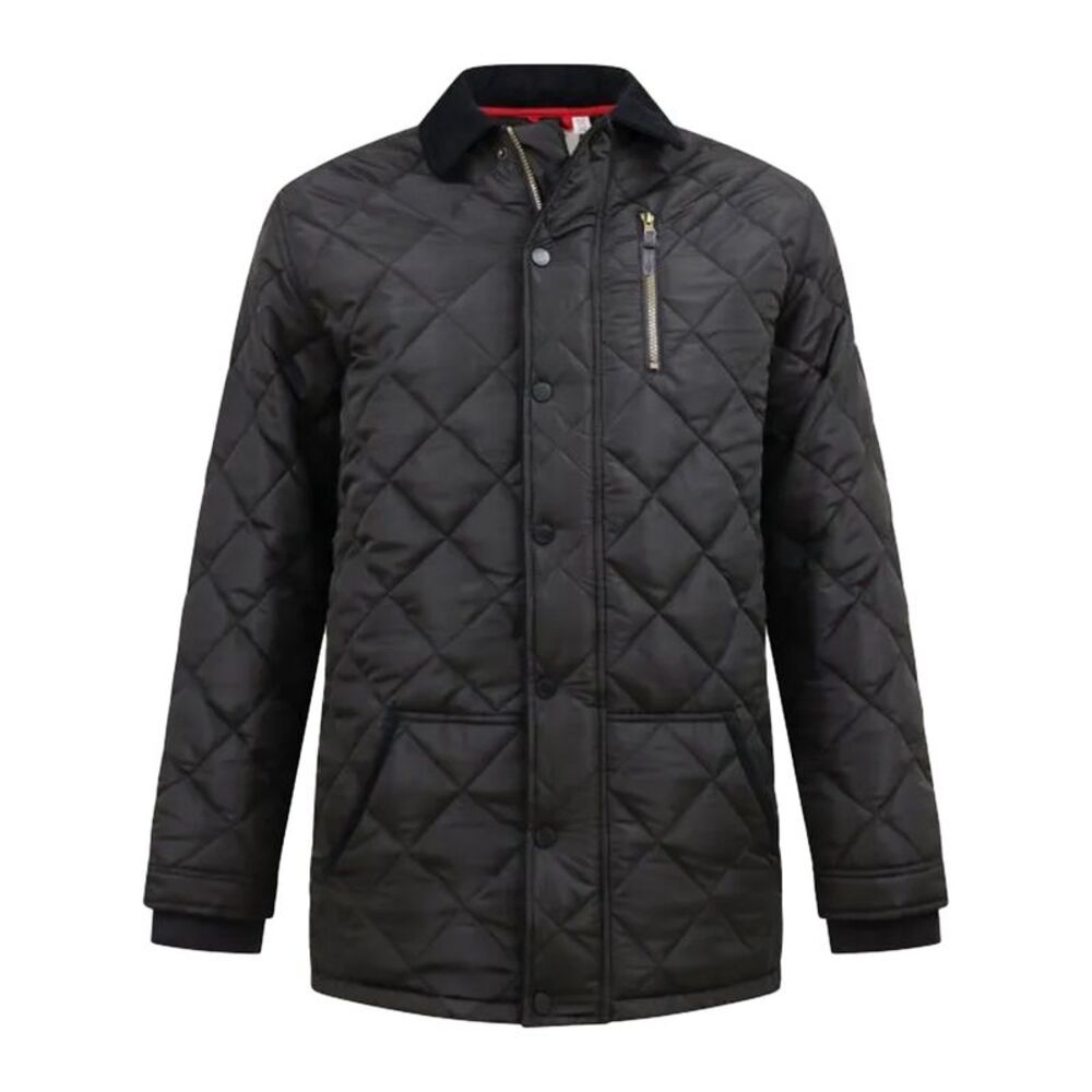 Duke Mens Landon D555 Quilted Corduroy Collar Kingsize Jacket / Black